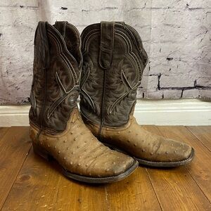 Texas country men’s size 7 squat toe ostrich leather cowboy boots